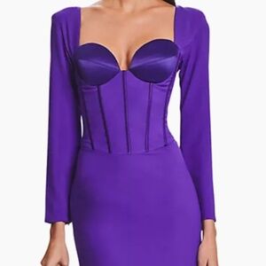 Retrofête  Veronica Dress Purple Long Sleeve Mini Dress